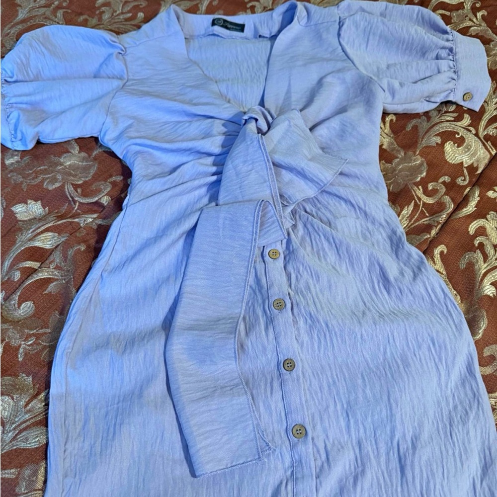 Elegant Lavender Puff Sleeve Dress